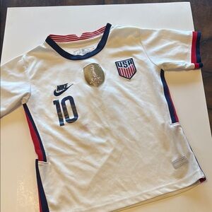 Nike White and Red Soccer Jersey